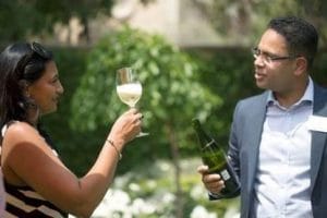 Tsogo Sun’s GM Communications Priya Naidoo with Group Sommelier Miguel Chan